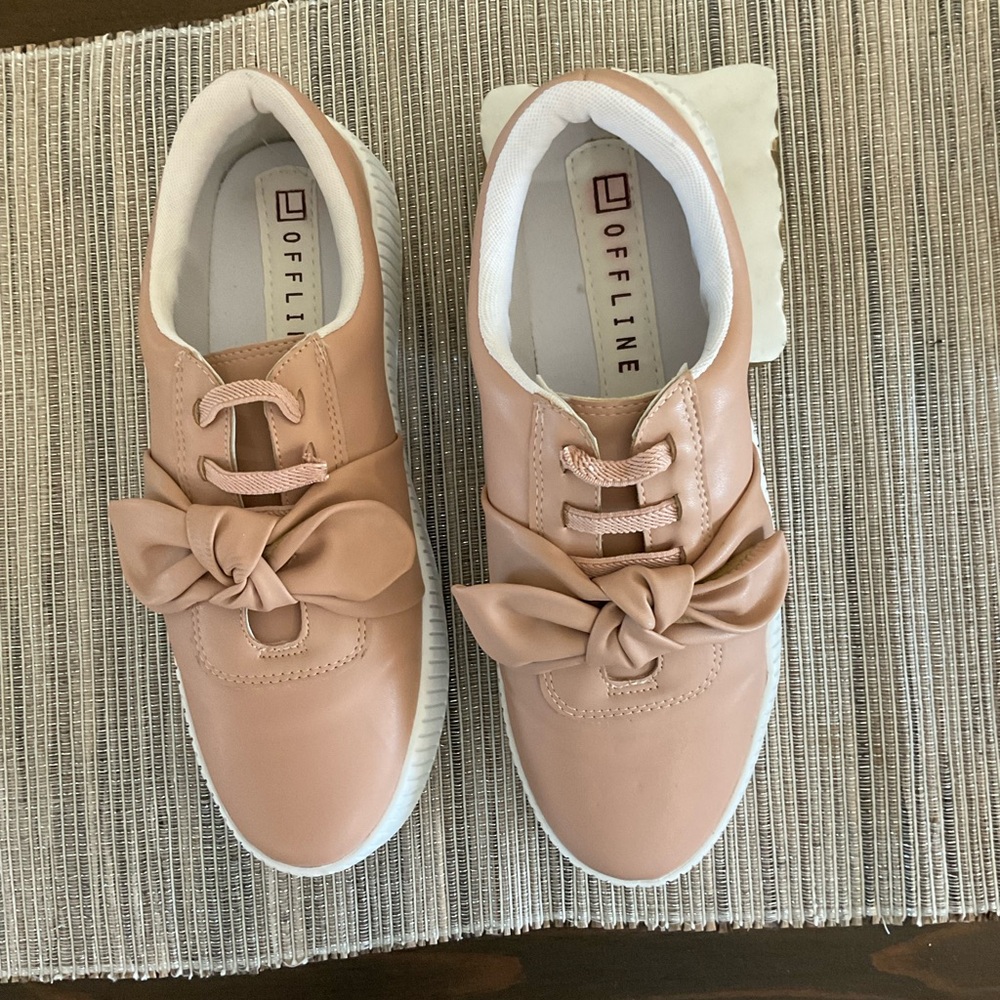 Women’s Offline Tan/Pinkish Slip On Sneakers with White Soles
